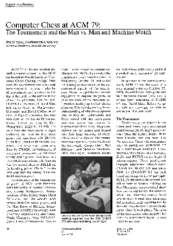 Computer Chess at ACM 79: The Tournament and the Man vs. Machine Match